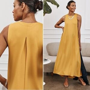 J Jill Wearever Collection Sleeveless Chamomile Yellow Mustard Maxi Dress EUC
